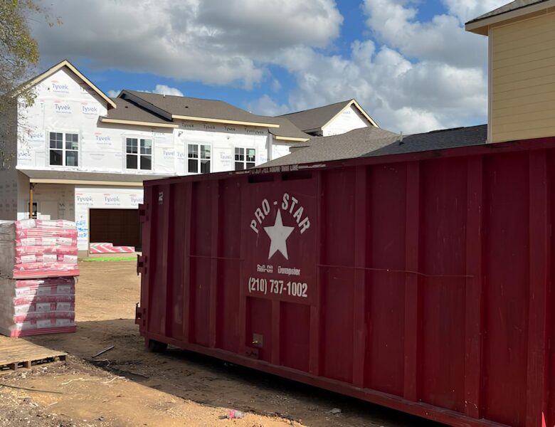 Residential framing with construction dumpster rentals in New Braunfels, TX."
